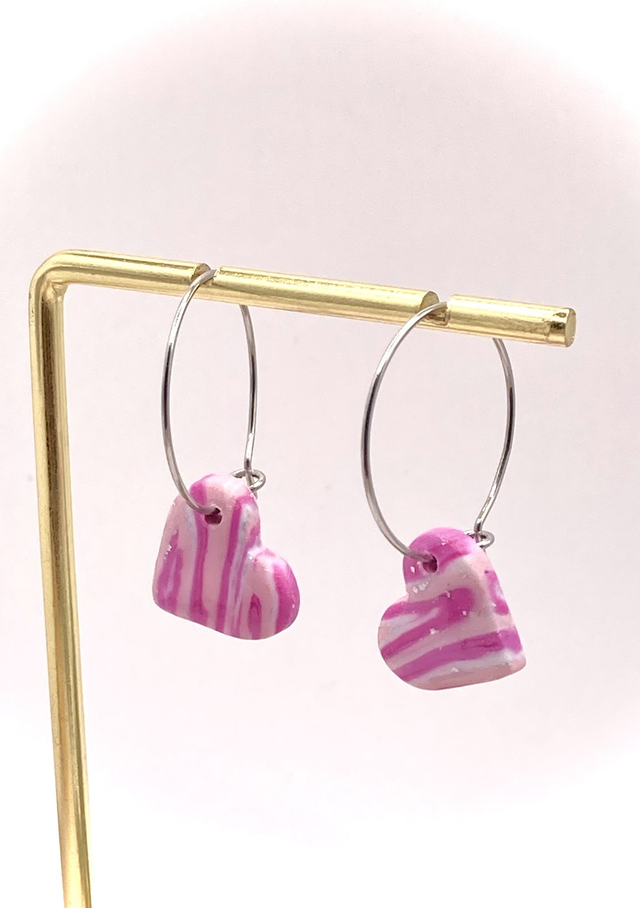 Pink ‘zebra stripe’ heart hoop