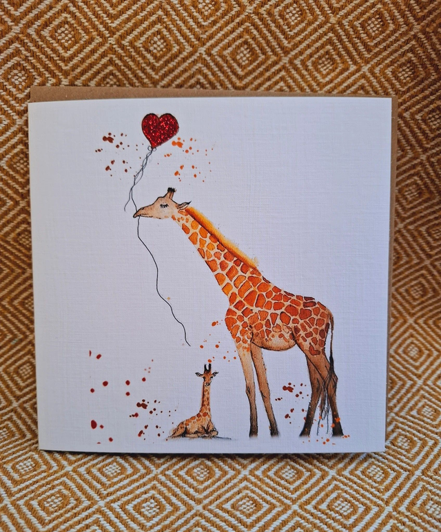 Giraffe &amp; Heart Greeting Card