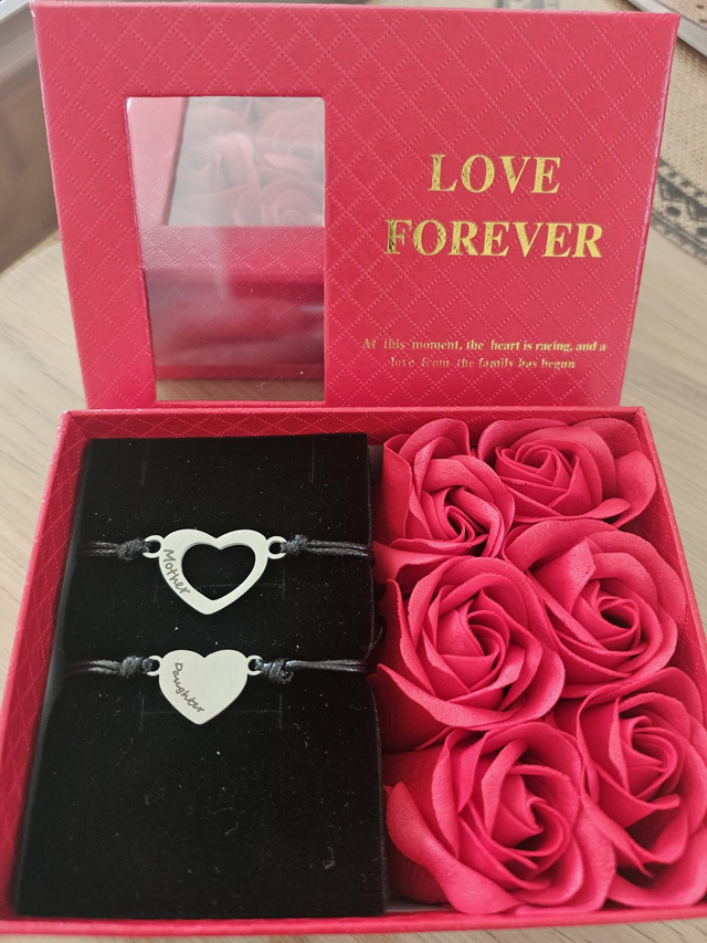 Coffret Bracelets mère/fille en forme de cœur 