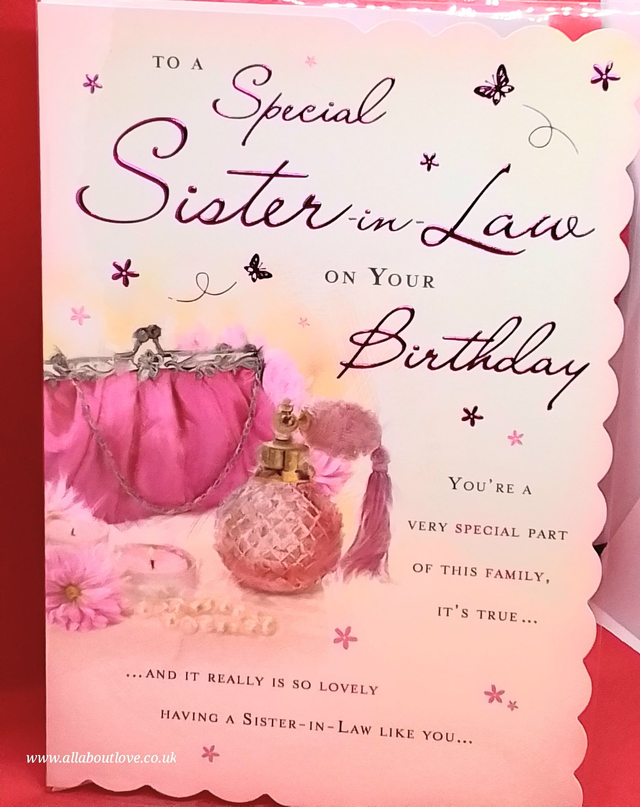 SISTER-IN-LAW BIRTHDAY CARD - QUALITY CARD - MODERN DESIGN &amp; BEAUTIFUL VERSE