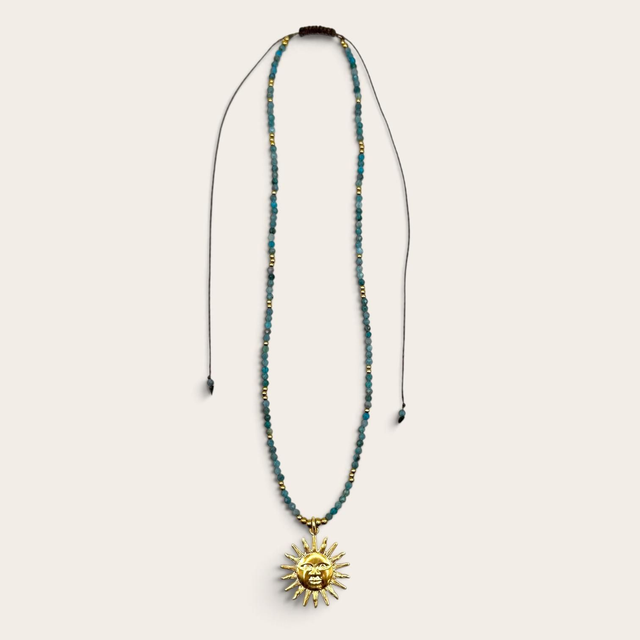 Collier SOLAR – Pierres naturelles &amp; soleil doré