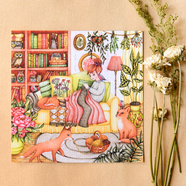 &quot;Cozy -Foxy&quot; postcard