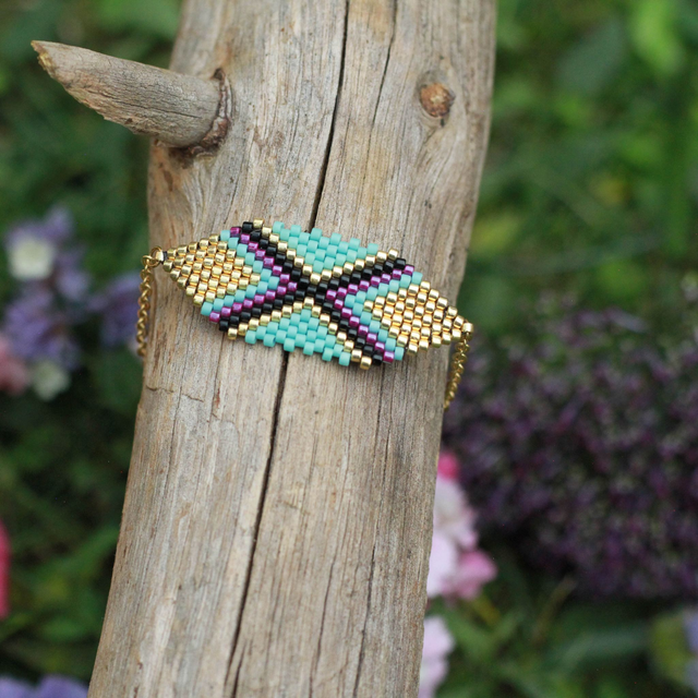 Bracelet bleu rose doré#1