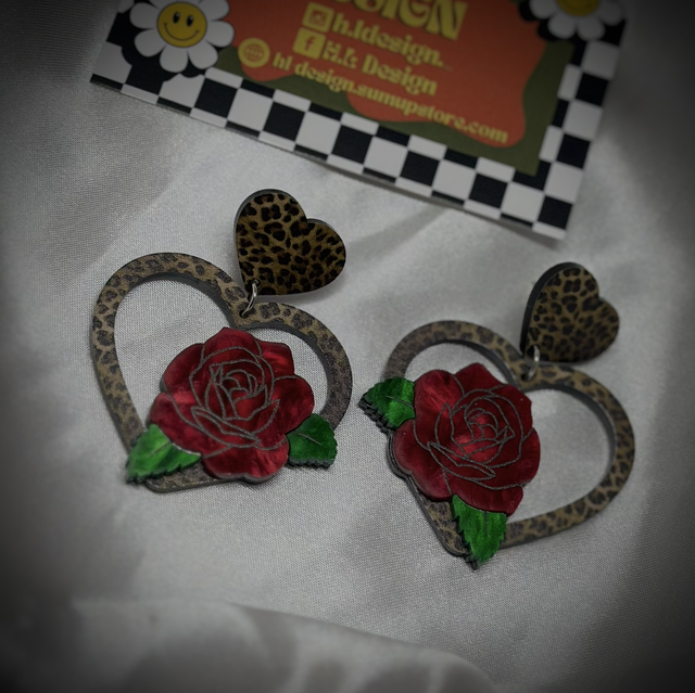 Leopard Rose Earrings