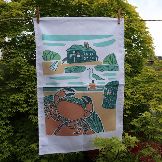 Mudeford Crab Tea Towel