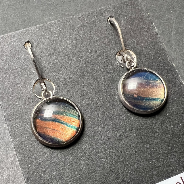 Copper & Teal Round Earrings | Stainless Steel