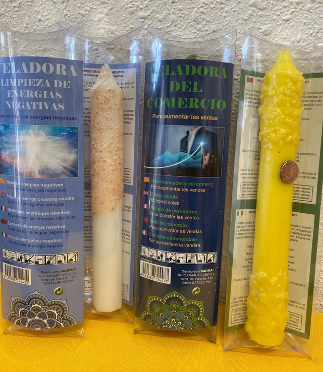 Veladoras limpieza de energía negativa, desantrancadera de dinero y comercio