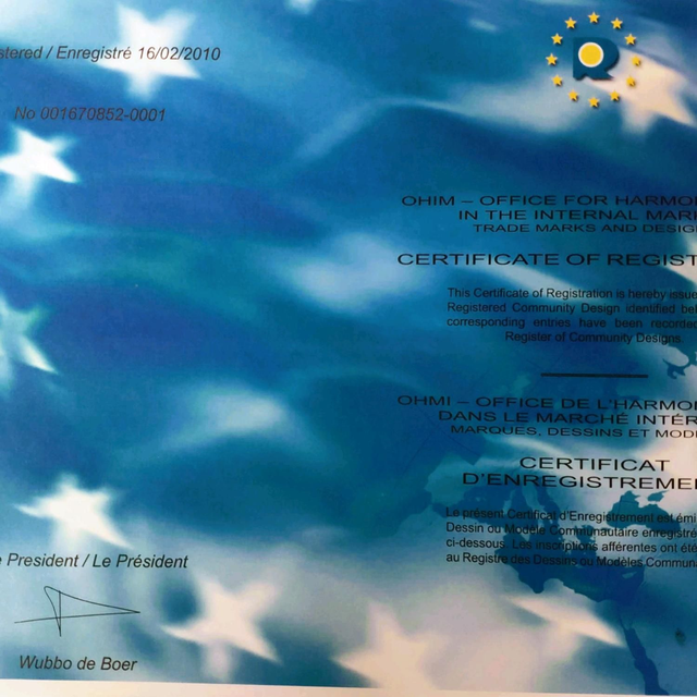 x  ©® OHIM Certificate of Registration of Single Market  Trademarks and Designs