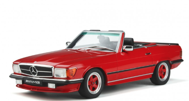 Mercedes Benz 500 SL AMG R107 Rot Otto mobile 1:18