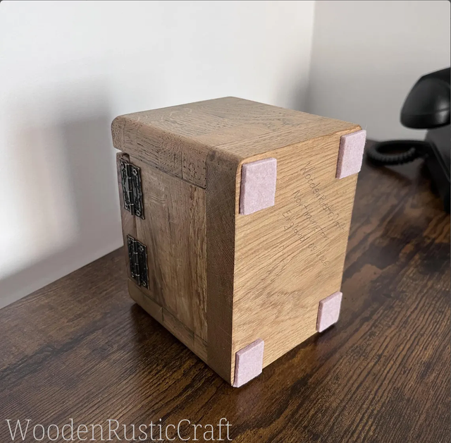 Handcrafted Rustic Oak Box - Unique Texture