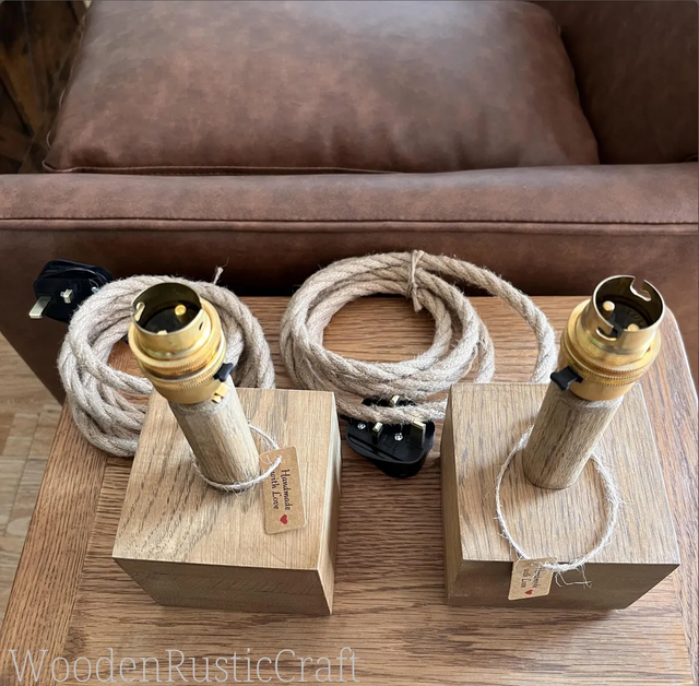 Pair of Handmade Rustic Lamp Bases