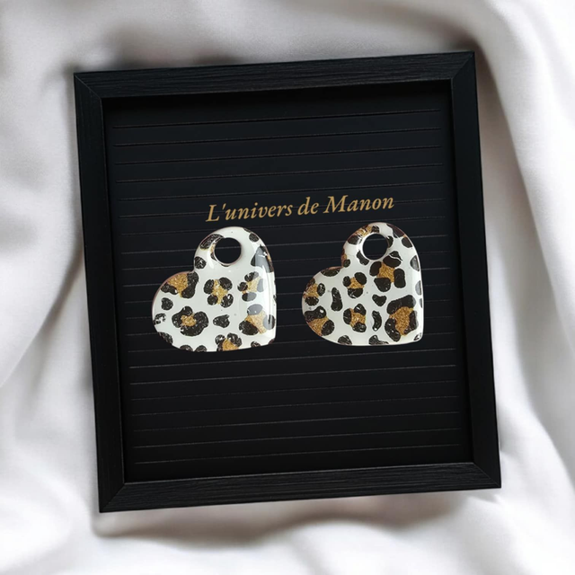 Boucle d'oreille Fleur pampille , pour créole en Acier Inoxydable pour Femme et Enfant Pampilles interchangeables Zélie léopard