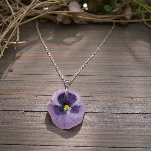 Colgante de flor pensamientos lila 018