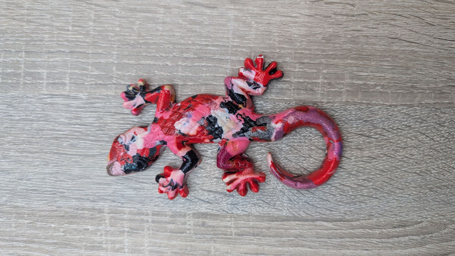 Lézard déco recyclé brut ton rose