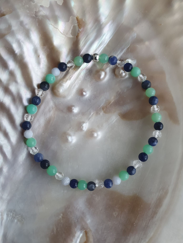 Armband Amethyst, Chalcedon, Bergkristall, Sodalith
