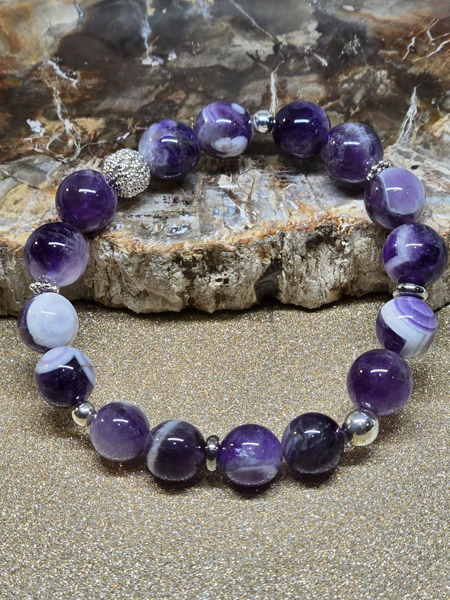 Bracelet Améthyste chevron en 1 cm 