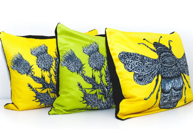  Bee and Thistle Velvet Cushions.