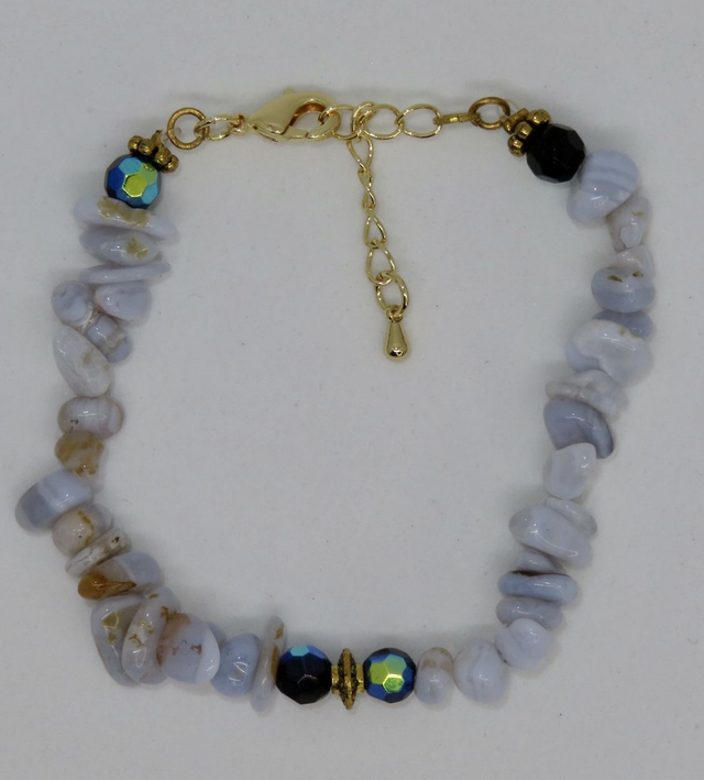 Bracelet en Calcédoine bleue avec fermoir