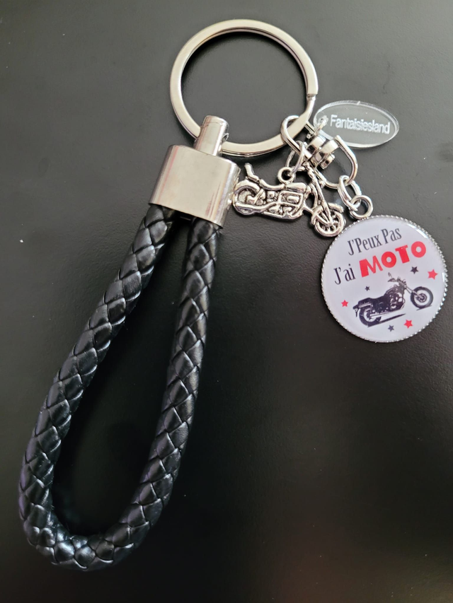 Porte-clés  Simili Noir - j'peux pas j'ai moto