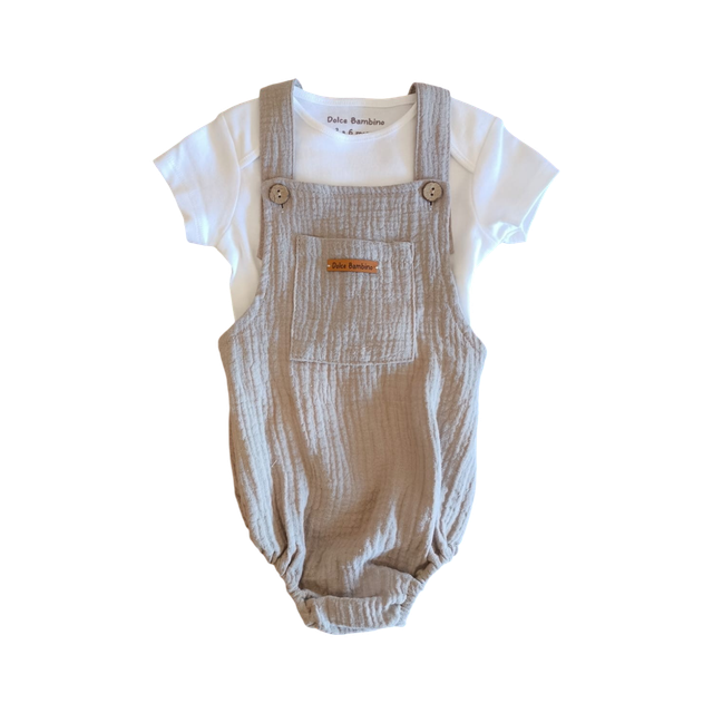 Conjunto 2 piezas. Mono con body blanco