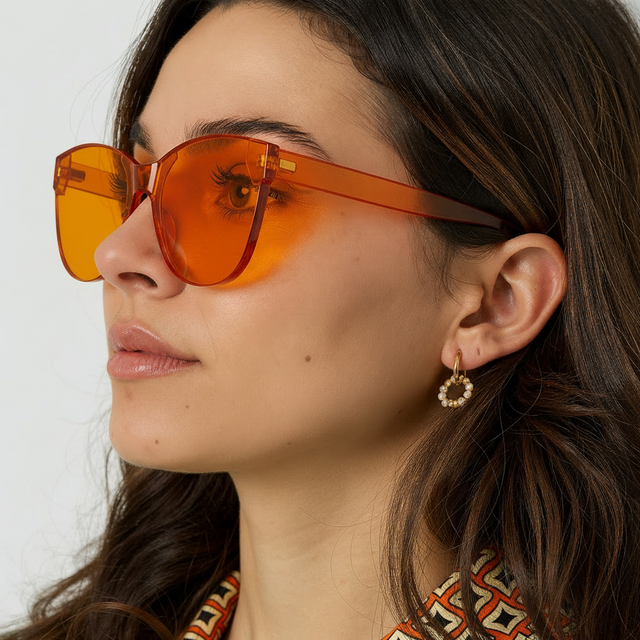 Trendy Dames Zonnebril – Effen Design – Oranje – Fashion Accessoire