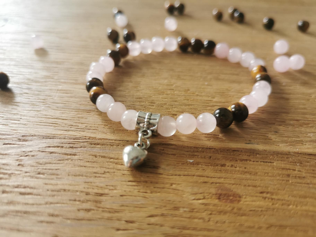 apaisement et confiance - quartz rose et oeil de tigre