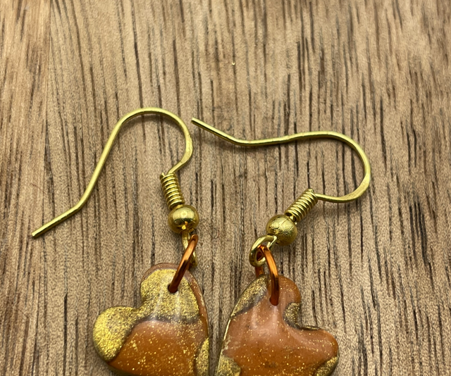 Amber Gold heart danglies