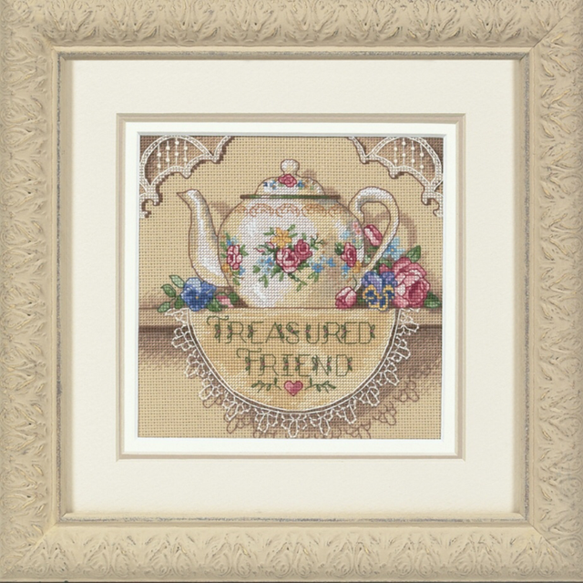 Gold Petite: Counted Cross Stitch: Treasured Friend Teapot by Dimensions. 