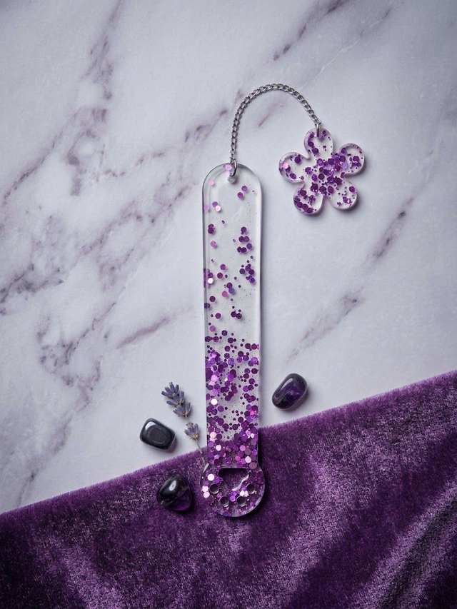 Marque page Pattes de chat Fleur Violet