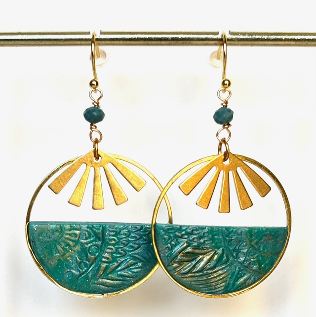 Boucles « Rayons d’or vert » 