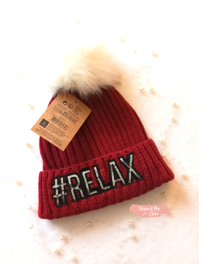 Bonnet #Relax avec pompon