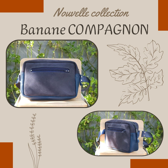 Sacoche Banane Compagnon - Nubuck Bleu marine
