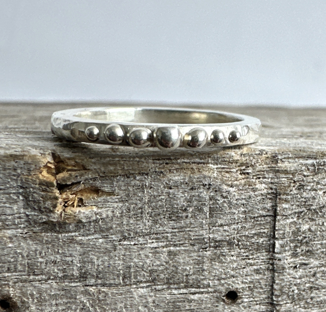 Silver Granulation Slim Ring