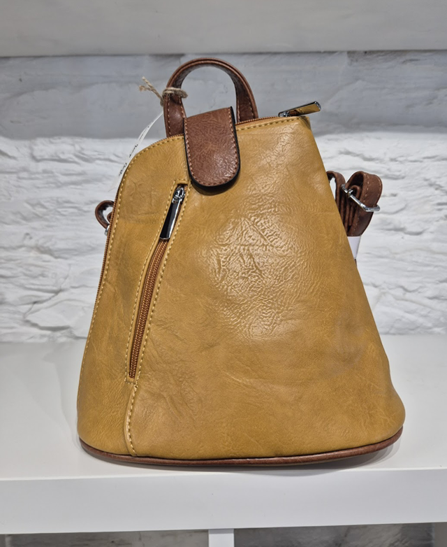 Convertible Backpack / Crossbody Bag with Adjustable Straps – Mustard