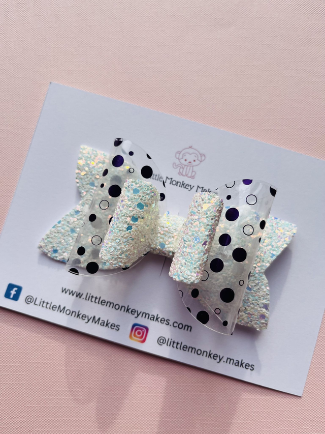 White glitter bow with acetate
