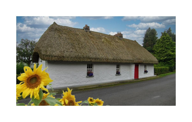 Thatched Cottage in Fore, County Westmeath. 5" x 7 " Blank Greeting card with envelope. includes postage to all of Ireland.

