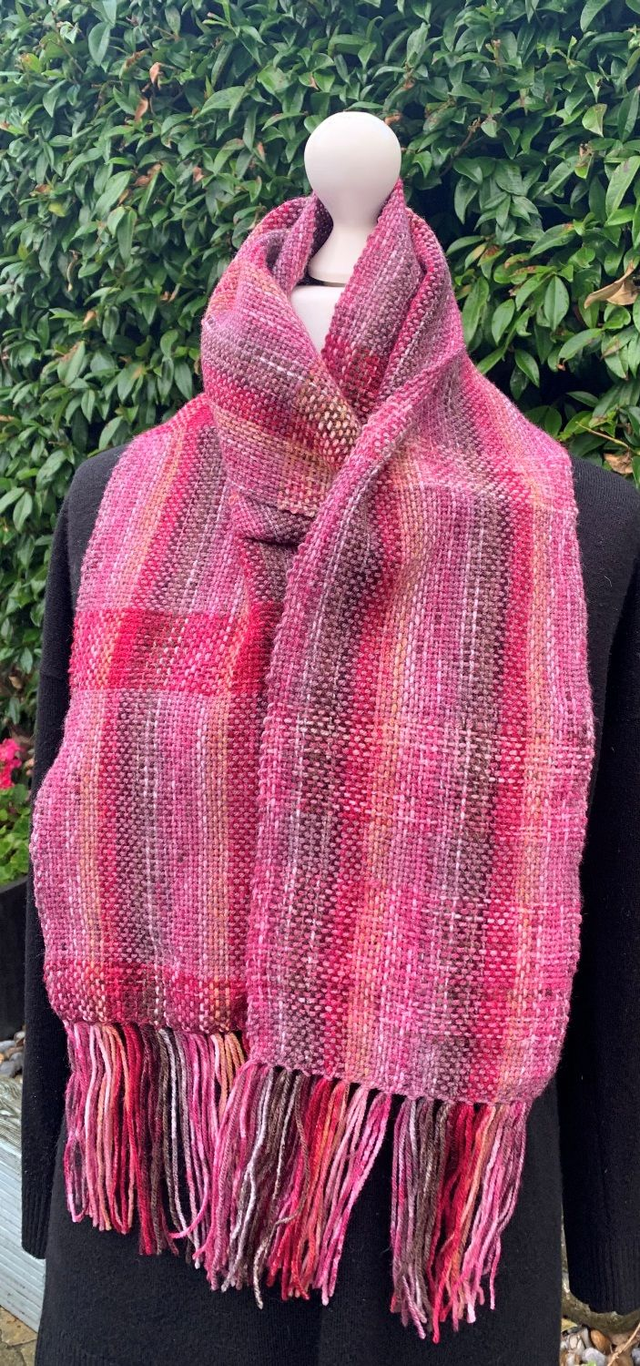 Handwoven Berries Scarf, Vegan