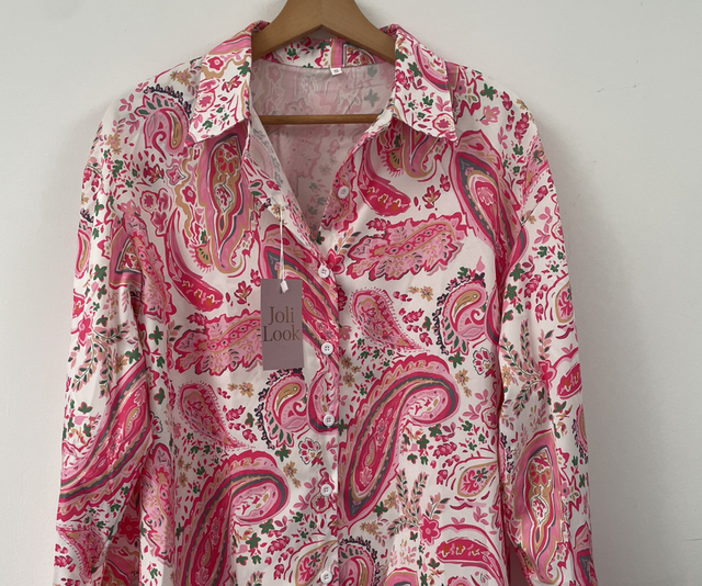 Chemise florale rose