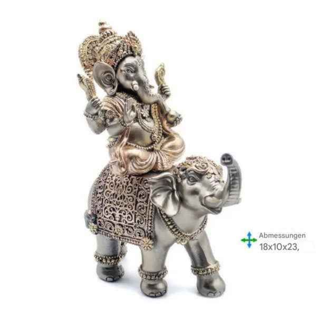 Ganesh-Figur aus Kunstharz,18x10x23,5 cm.