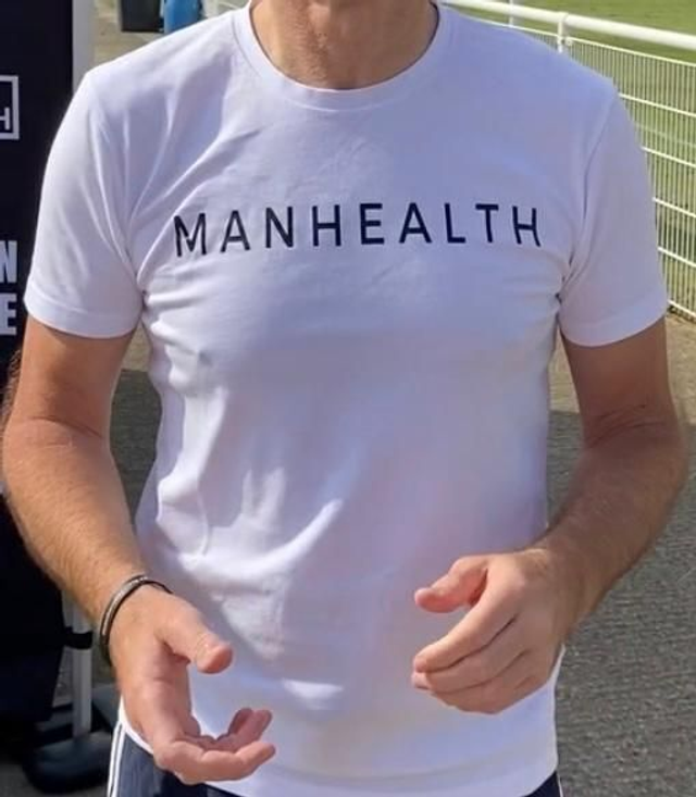 White ( M A N H E A L T H ) Logo T-shirt