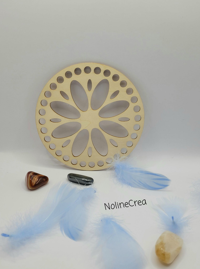 Base ronde en bois sculpté fleur, base ronde bois pour crochet, cercle 14 cm en bois