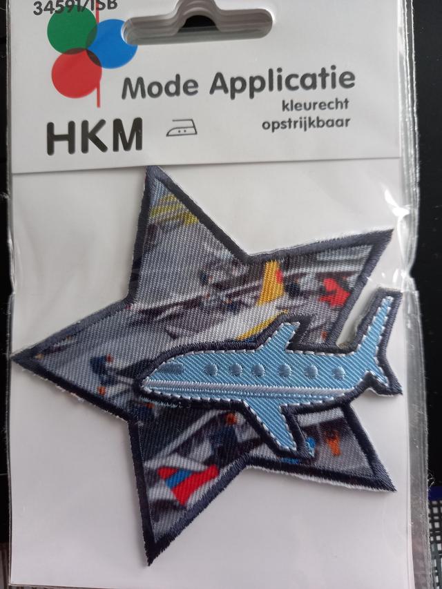 Vliegtuig in ster (9 cm x 9 cm)