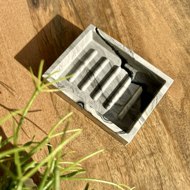 Porte savon épais effet marbre noir