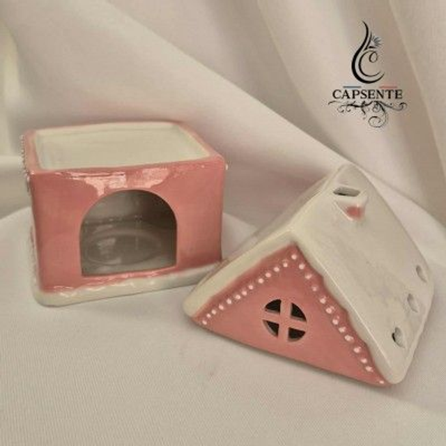 Brûleur petite maison pain d'épices rose