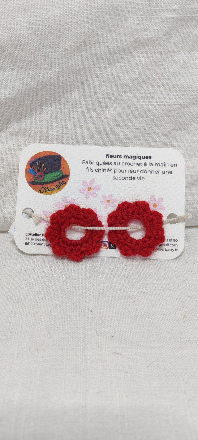 Duo Fleurs Pampilles Anémonettes Rouges 