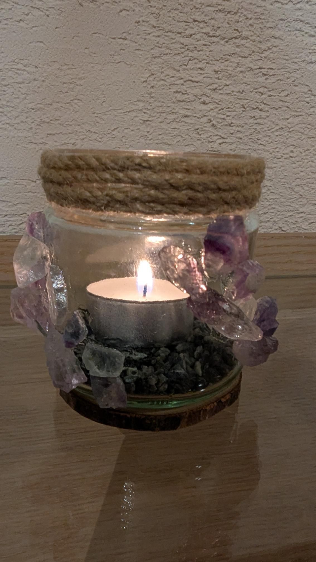 Bougeoir Améthyste et Fluorites 