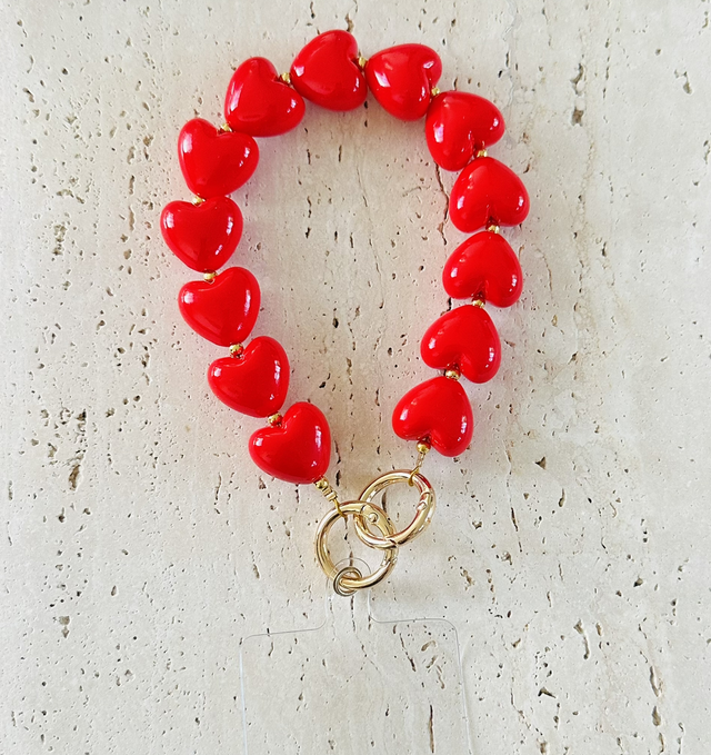 Grote hartjes Telefoonkoort rood 