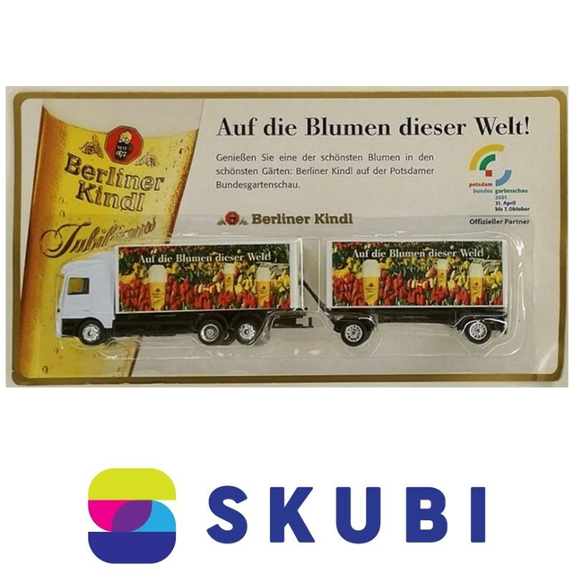Reklamní kamion s vlekem - Mercedes Benz Actros - Berliner Kindl - Auf die Blumen dieser Welt! - model 1:87 H0