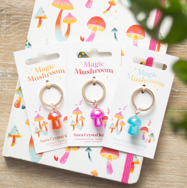 Aura Crystal Mushroom Keyring