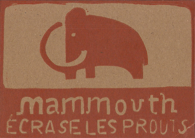 Lino-carte Mammouth écrase les prout